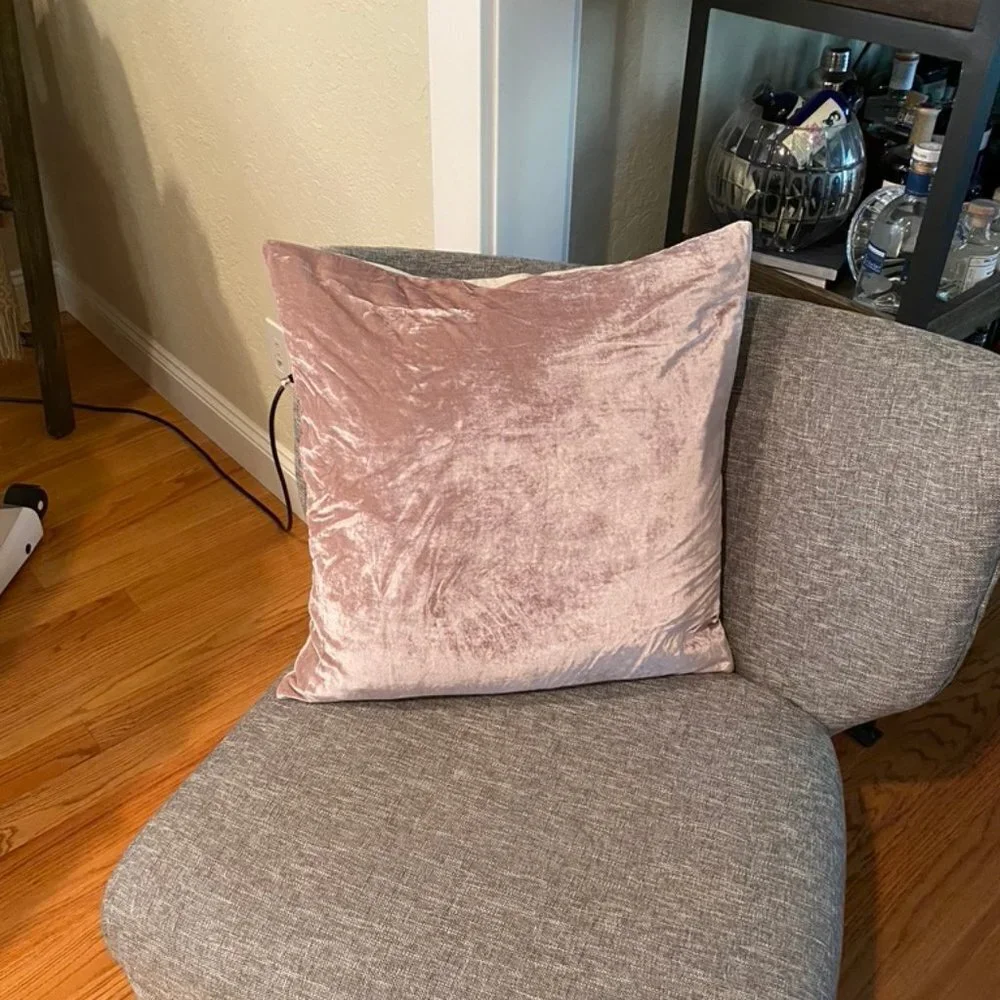West Elm crushed velvet throw pillow dusty blush